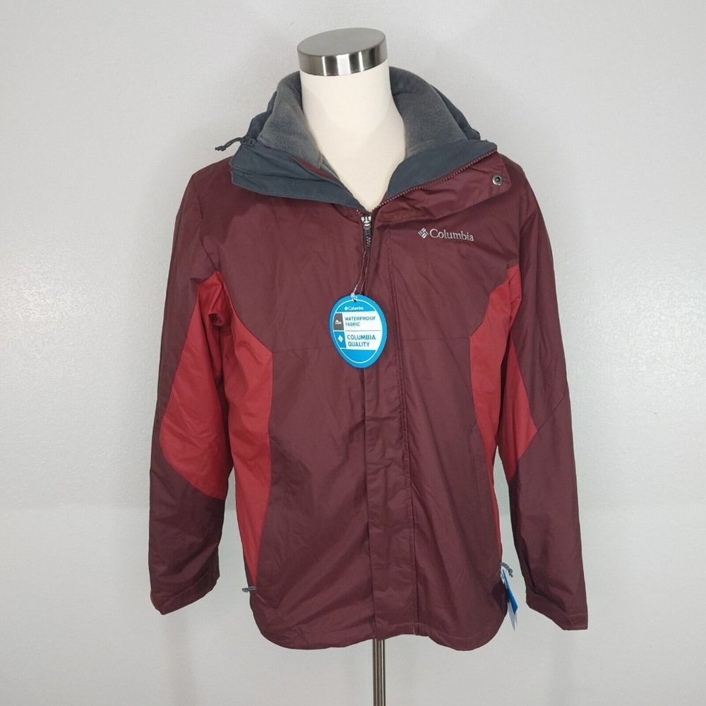 Columbia Mens Medium Eager Air Shield Fleece Lined Hooded Jacket Red WM1161 NWT